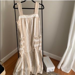 Maeve White and Tan Striped Dress